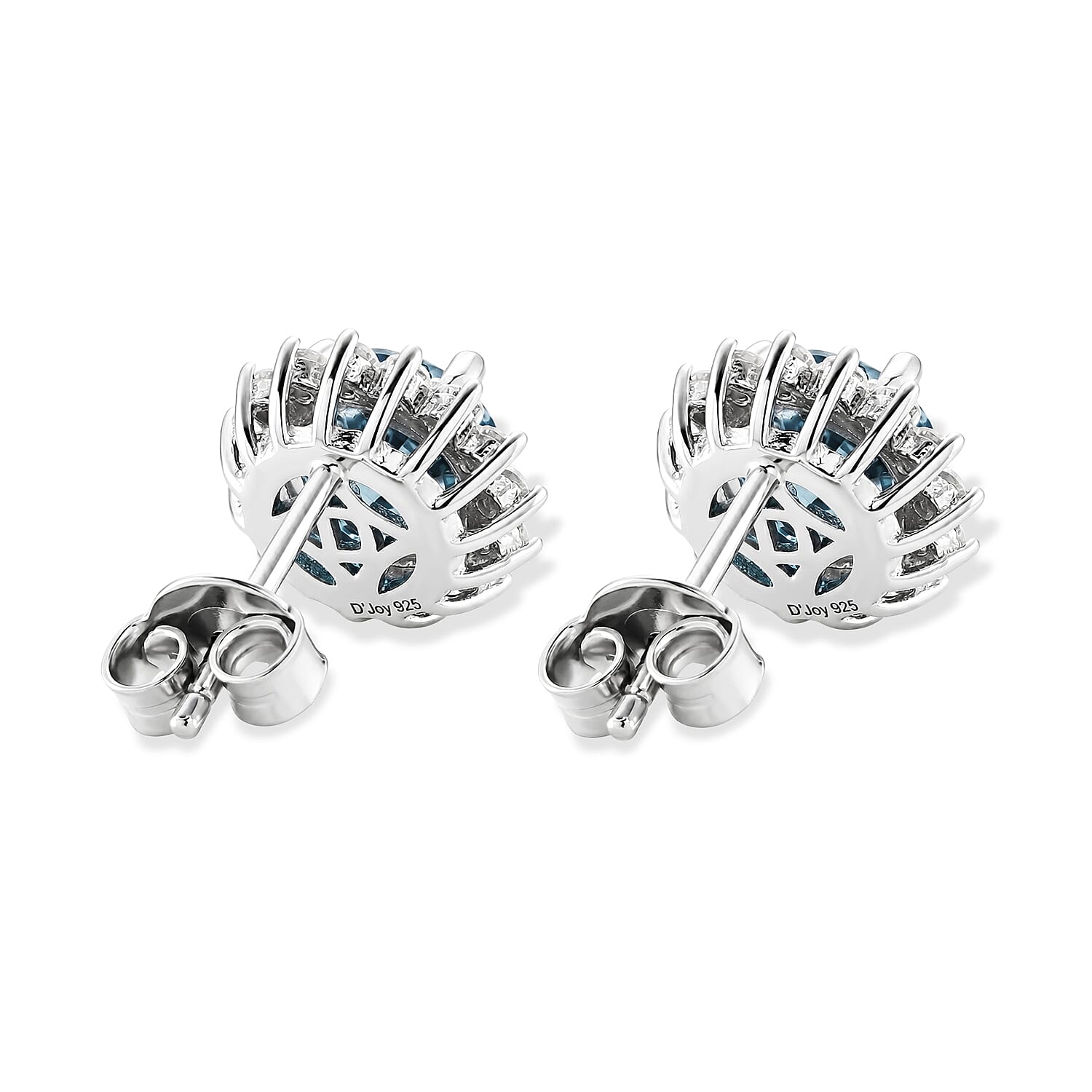 D'Joy - Moissanite Push Back Halo Earring in Rhodium Overlay Sterling Silver 1.20 Ct.