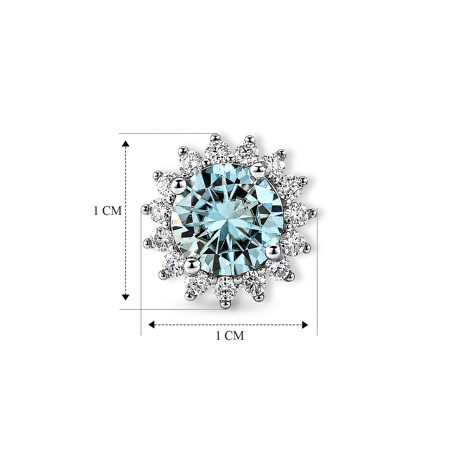 D'Joy - Moissanite Push Back Halo Earring in Rhodium Overlay Sterling Silver 1.20 Ct.