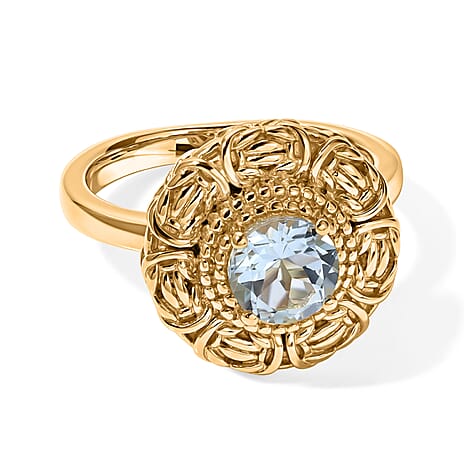 EverTrue - Skyblue Topaz Solitaire Ring in Yellow Gold Tone 1.05 Ct.