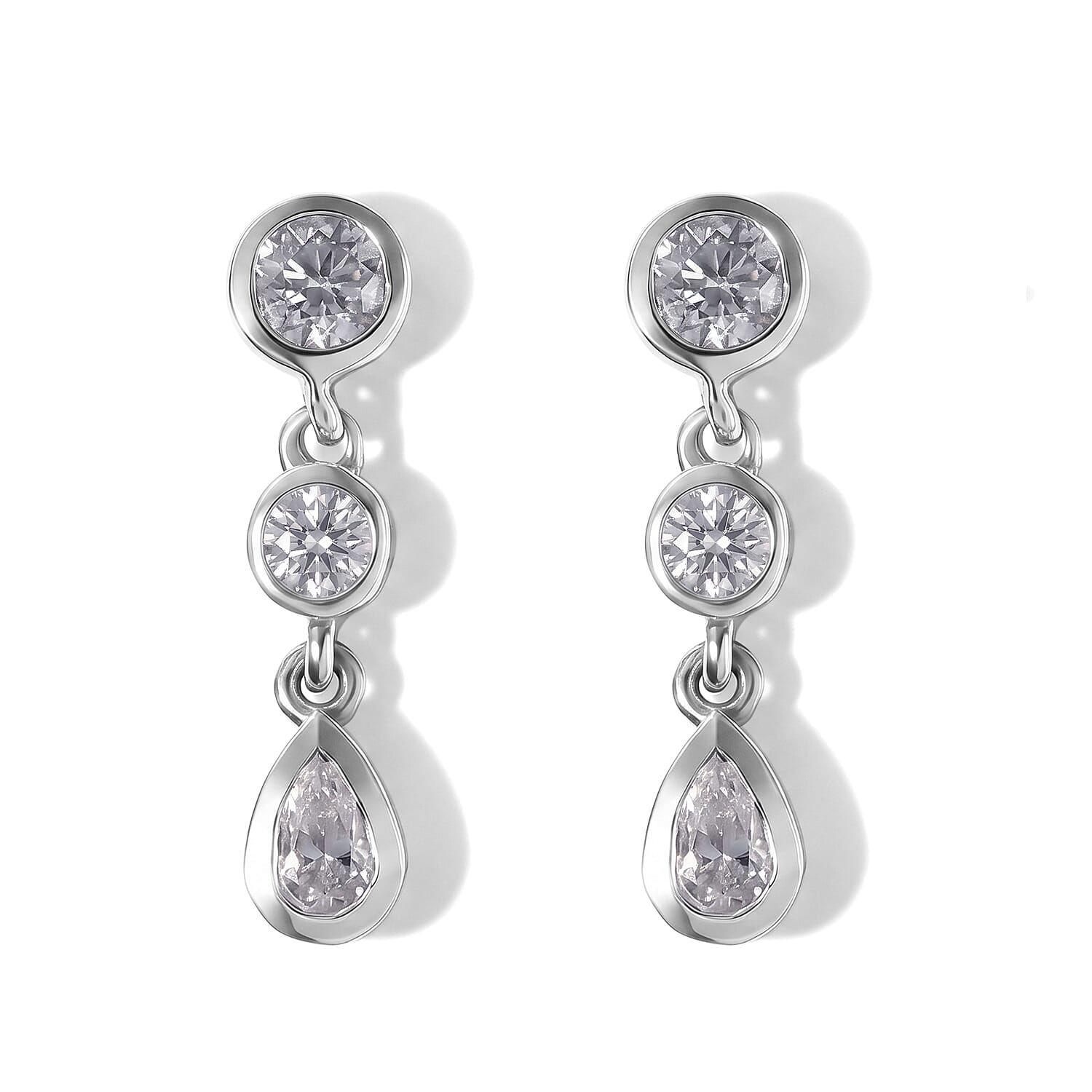 D'Joy Moissanite Dangling Earring in Platinum OverlaySterling Silver  1.052  Ct.