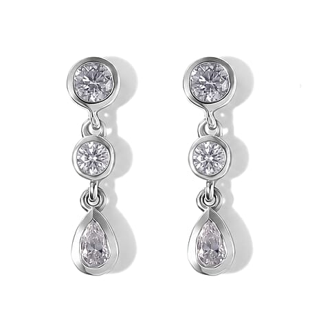 D'Joy Moissanite Dangling Earring in Platinum OverlaySterling Silver  1.052  Ct.