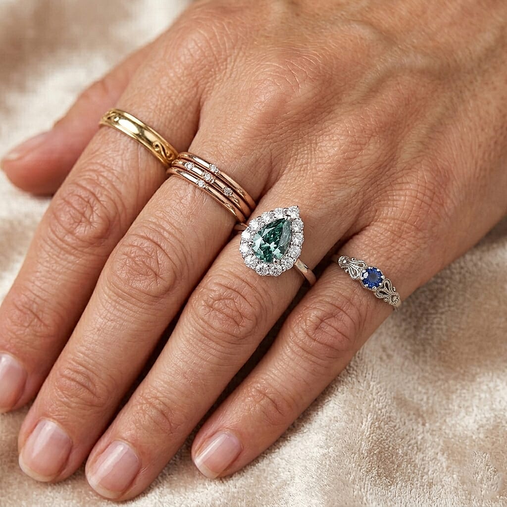 D'Joy - Paraiba Moissanite Halo Ring in Rhodium Overlay Sterling Silver 1.25 Ct.