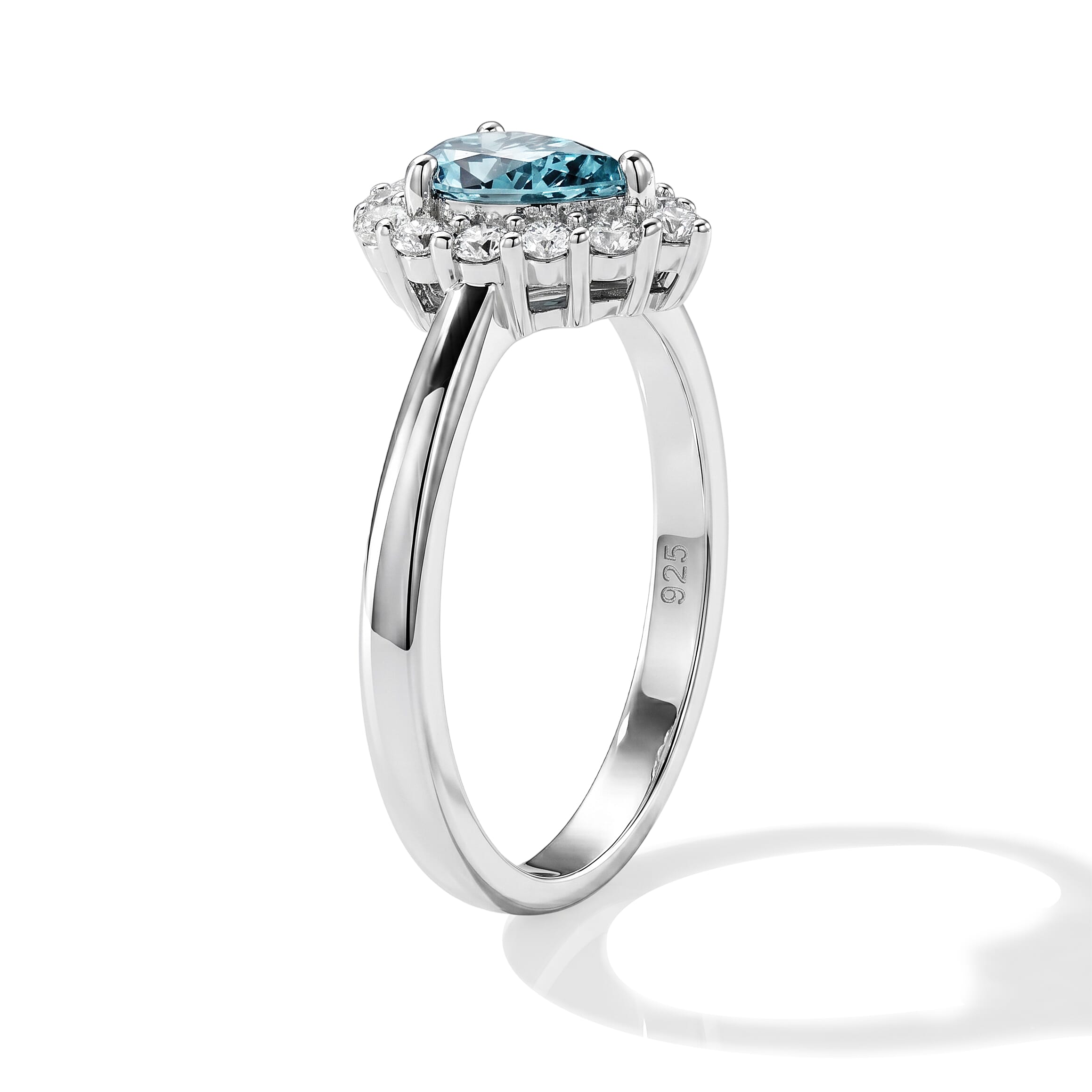 D'Joy - Paraiba Moissanite Halo Ring in Rhodium Overlay Sterling Silver 1.25 Ct.