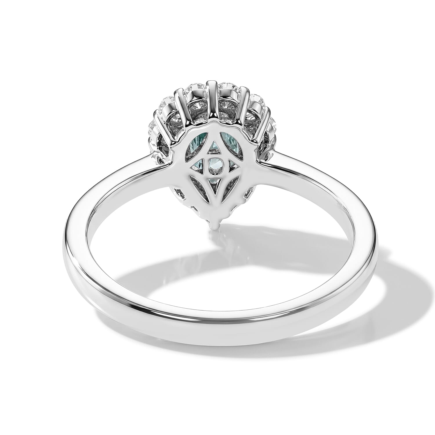 D'Joy - Paraiba Moissanite Halo Ring in Rhodium Overlay Sterling Silver 1.25 Ct.