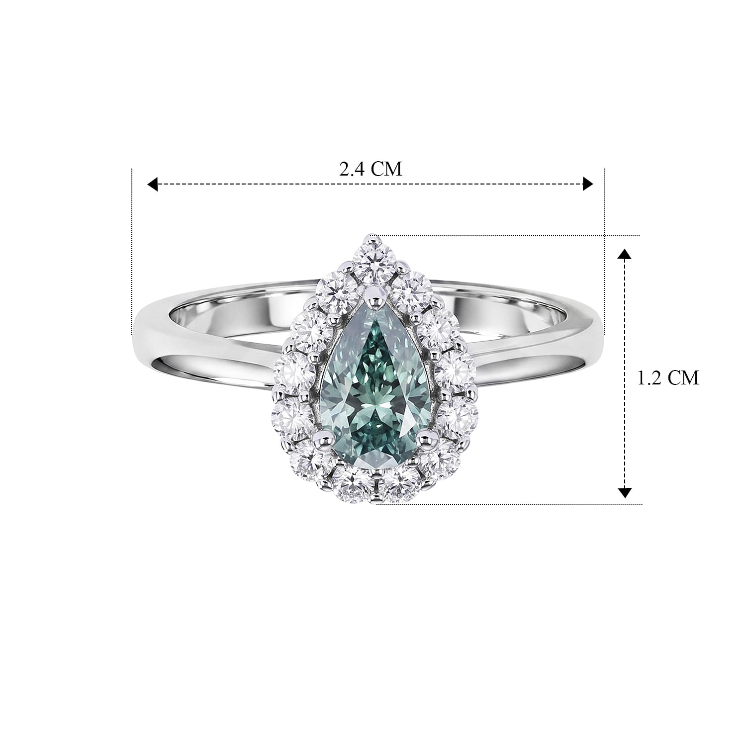 D'Joy - Paraiba Moissanite Halo Ring in Rhodium Overlay Sterling Silver 1.25 Ct.
