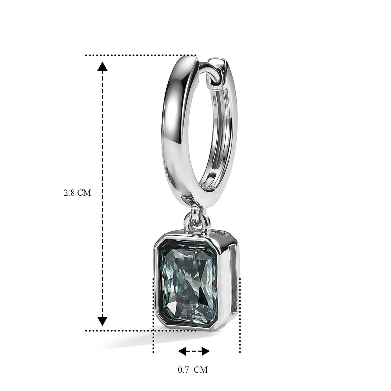 D'Joy - Paraiba Moissanite Full Hoop Earring with Clasp in Rhodium Overlay Sterling Silver 1.90 Ct.