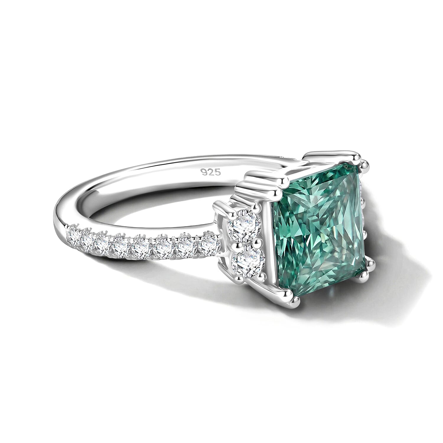 D'Joy - Paraiba Moissanite Ring in Rhodium Overlay Sterling Silver 2.85 Ct.
