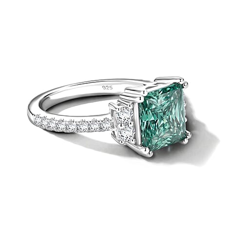 D'Joy - Paraiba Moissanite Ring in Rhodium Overlay Sterling Silver 2.85 Ct.