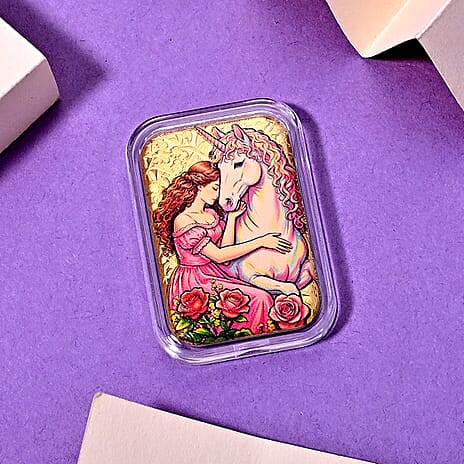 24K Yellow Gold Fairytale Unicorn Collectible (31x45.5 mm)