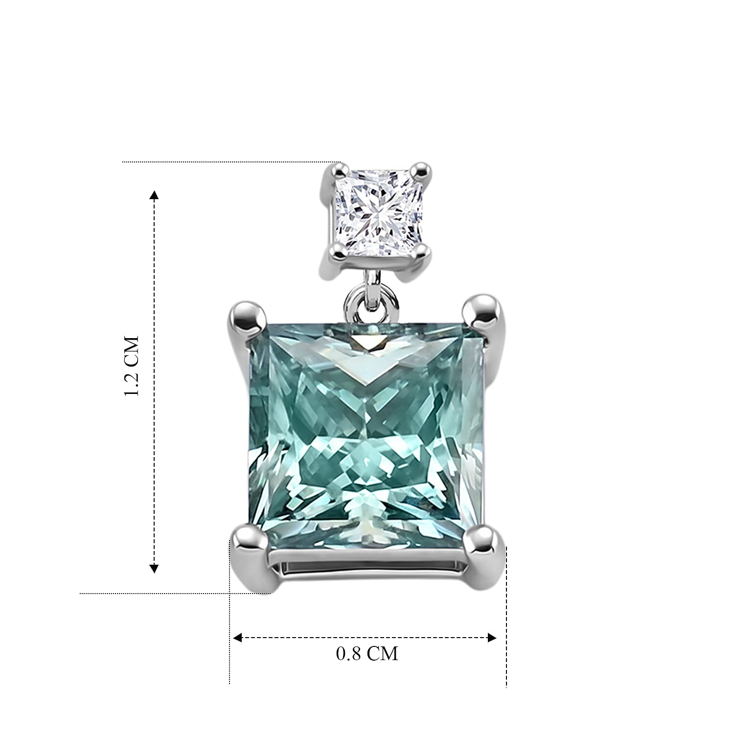 D'Joy - Paraiba Moissanite Dangling Earring with Push Back in Rhodium Overlay Sterling Silver 3.45 Ct.