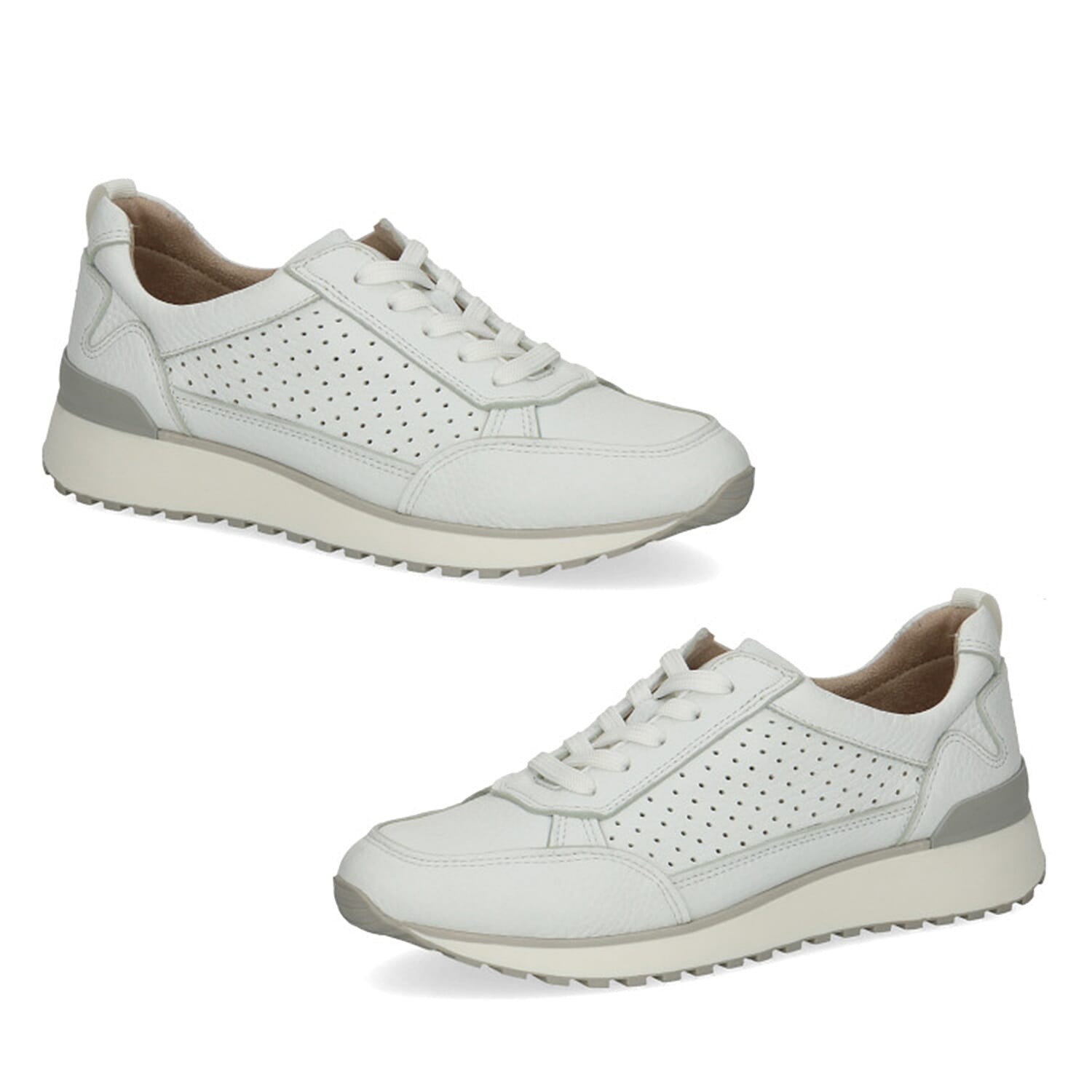 Caprice Womens Wide Fit Leather Trainers (Size 4) - White Deer