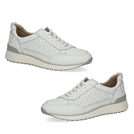 Caprice Womens Wide Fit Leather Trainers (Size 4) - White Deer