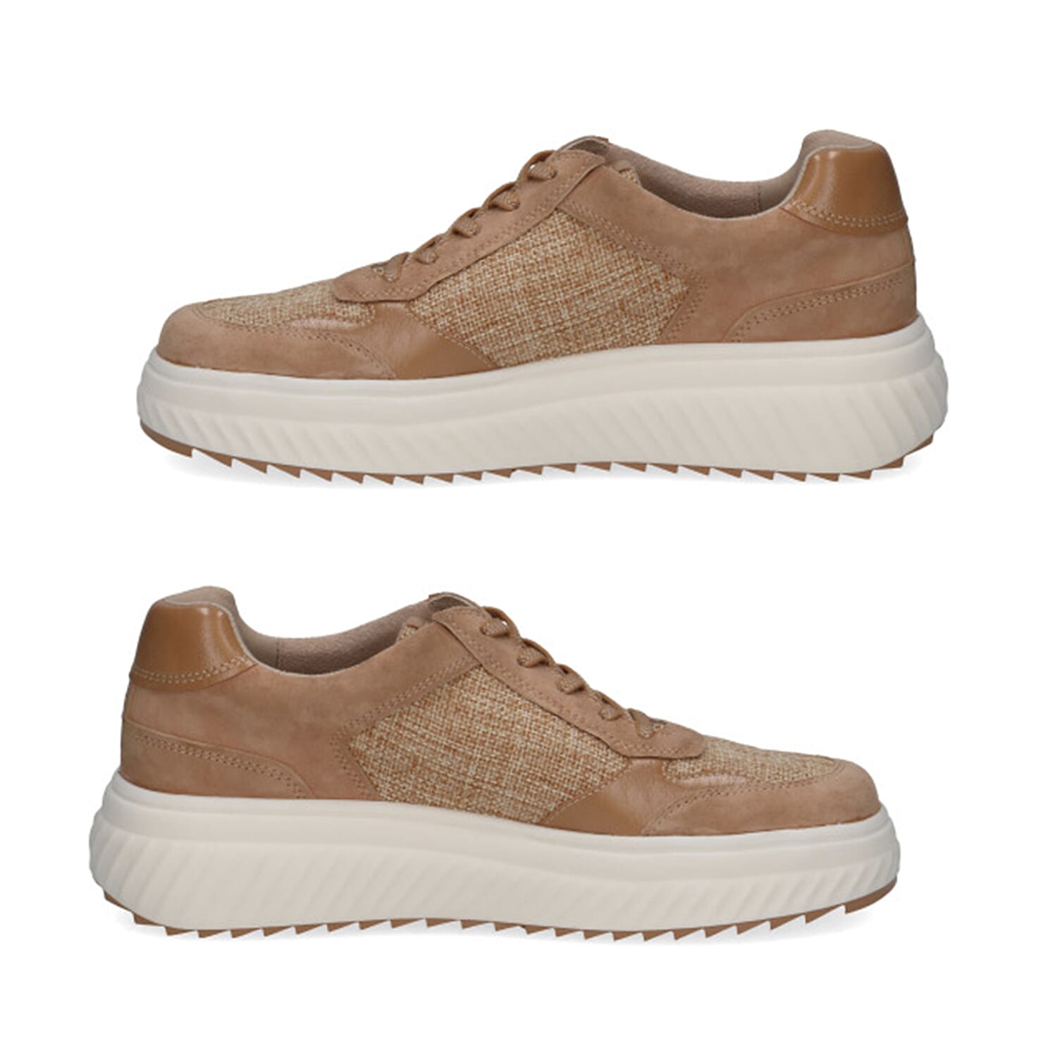 Caprice Fritzy Womens Textured Lace-Up Trainers with Ribbed Platform Sole (Size 3) - Camel