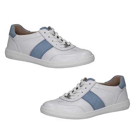 Caprice Gianna Womens Low Top Lace-Up Casual Sneakers (Size 4) - White Blue