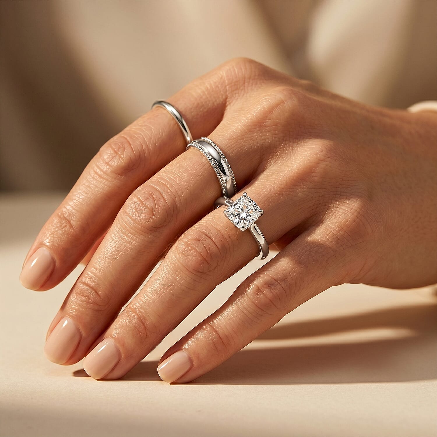 Luxuriant Lab Grown Diamond Ring in Rhodium OverlaySterling Silver  1.033  Ct.