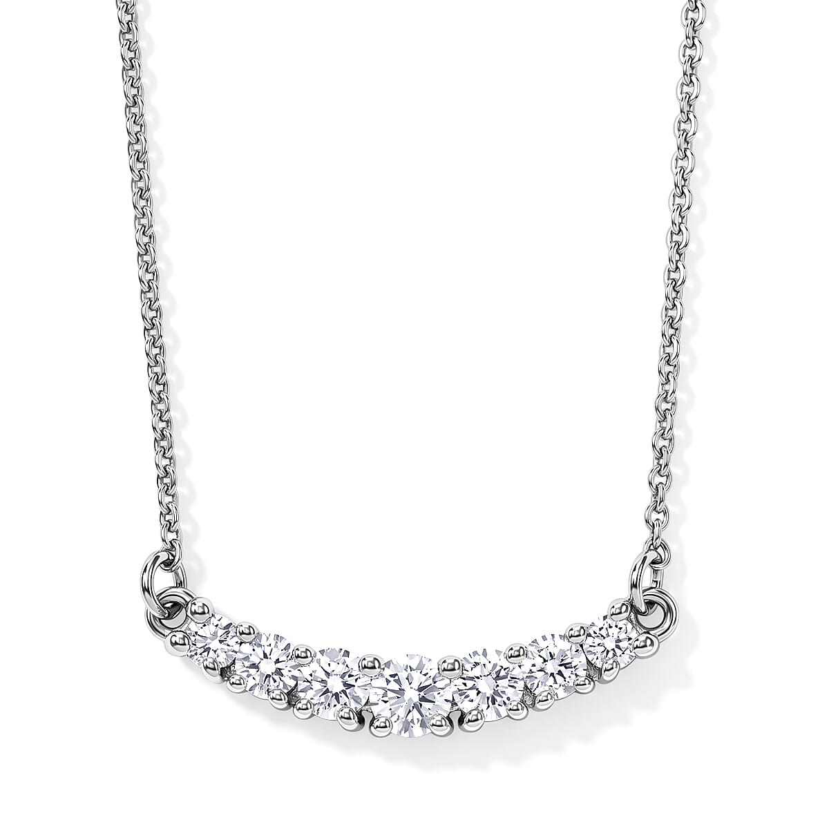 Luxuriant - Lab Grown Diamond (SI-G-H) Necklace (Size - 20) in Rhodium Overlay Sterling Silver 0.50 Ct.