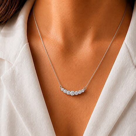 Luxuriant - Lab Grown Diamond (SI-G-H) Necklace (Size - 20) in Rhodium Overlay Sterling Silver 0.50 Ct.