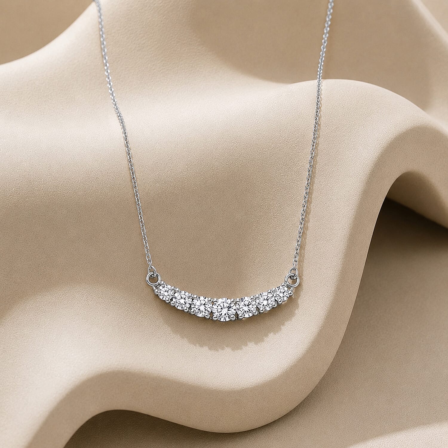 Luxuriant - Lab Grown Diamond (SI-G-H) Necklace (Size - 20) in Rhodium Overlay Sterling Silver 0.50 Ct.