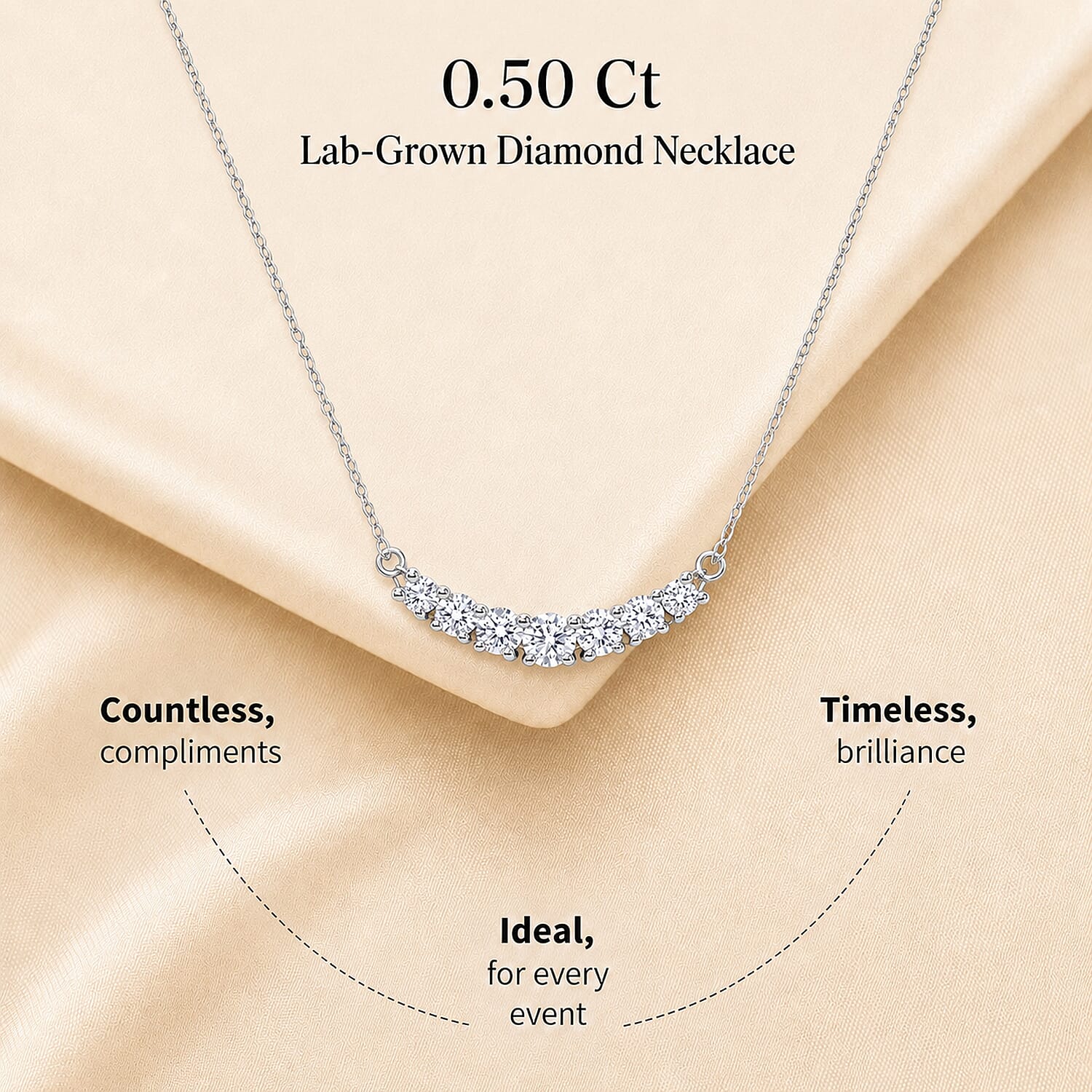 Luxuriant - Lab Grown Diamond (SI-G-H) Necklace (Size - 20) in Rhodium Overlay Sterling Silver 0.50 Ct.