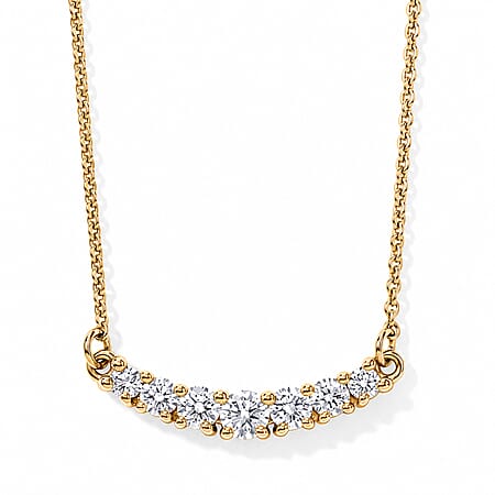Luxuriant - Lab Grown Diamond (SI-G-H) Curved Bar Pendant Necklace (Size - 20) in 18K Vermeil Yellow Gold Sterling Silver 0.50 Ct. Luxuriant - Lab Grown Diamond (SI-G-H) Curved Bar Pendant Necklace (Size - 20) in 18K Vermeil Yellow Gold Sterling Silver 0.50 Ct.
