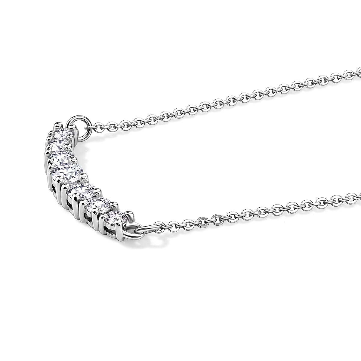 Luxuriant - Lab Grown Diamond (SI-G-H) Necklace (Size - 18) in Rhodium Overlay Sterling Silver 0.35 Ct.