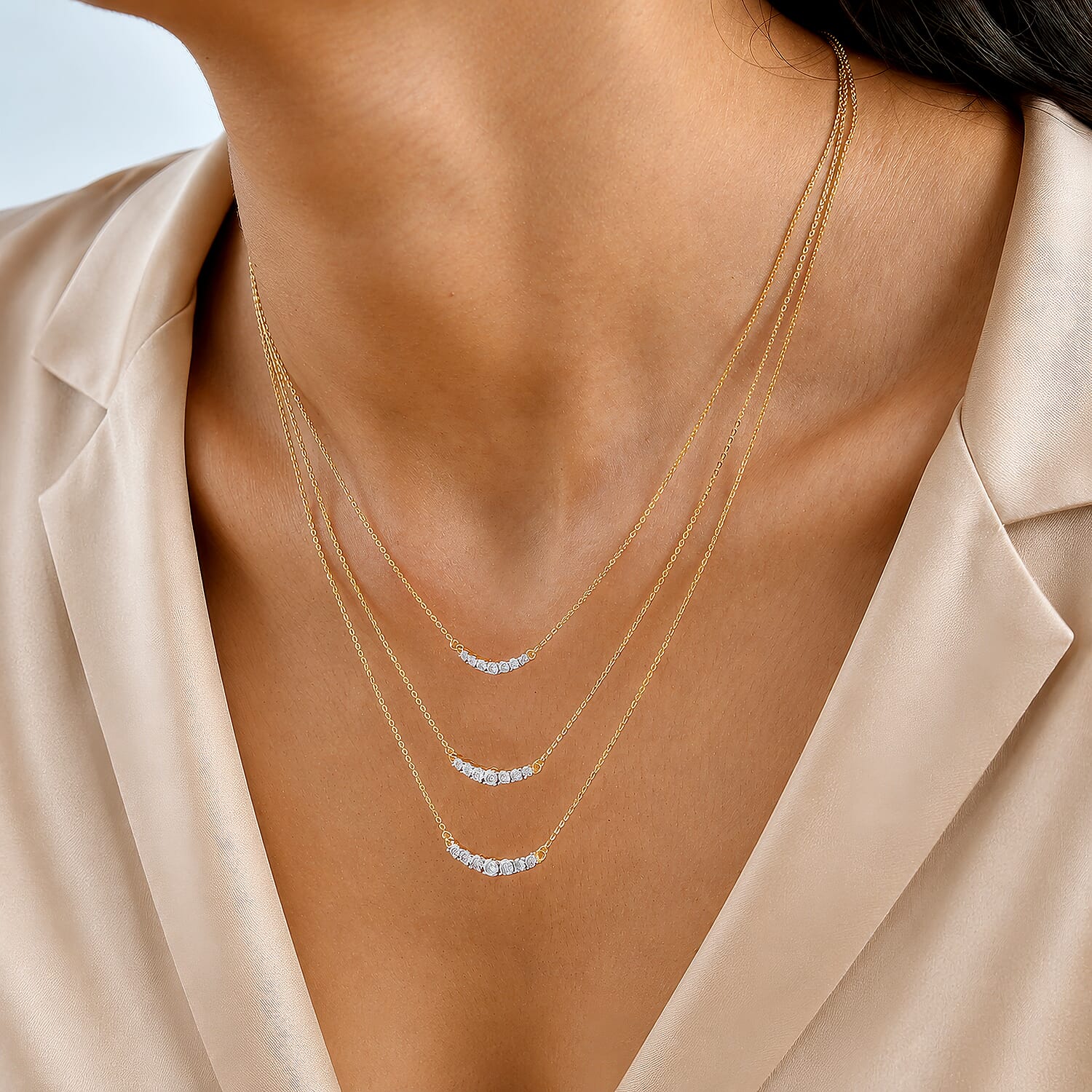 Luxuriant - Lab Grown Diamond (SI-G-H) Necklace (Size - 18) in 18K Vermeil Yellow Gold Sterling Silver 0.35 Ct.