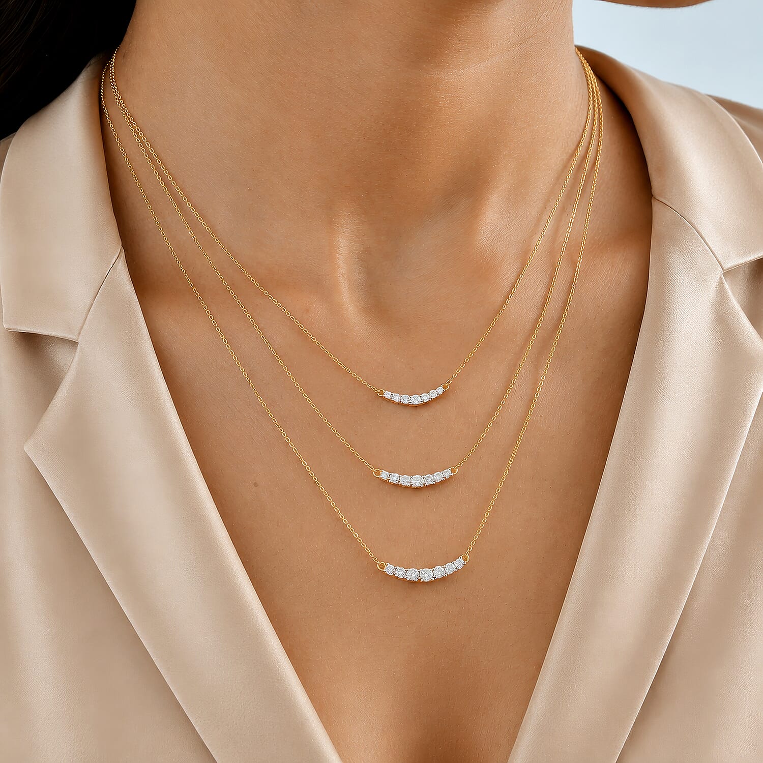 Luxuriant - Lab Grown Diamond (SI-G-H) Necklace (Size - 18) in 18K Vermeil Yellow Gold Sterling Silver 0.35 Ct.