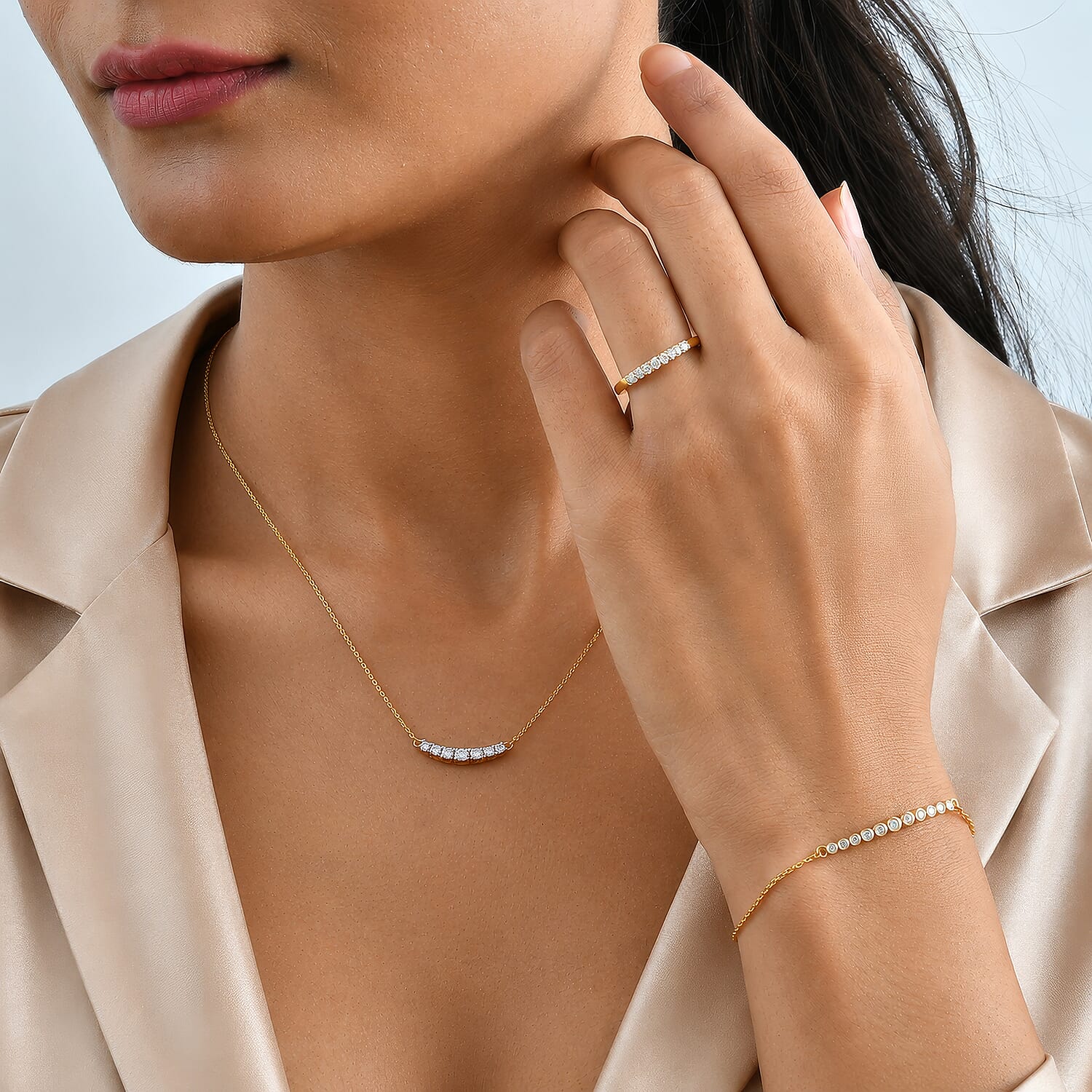 Luxuriant - Lab Grown Diamond (SI-G-H) Necklace (Size - 18) in 18K Vermeil Yellow Gold Sterling Silver 0.35 Ct.