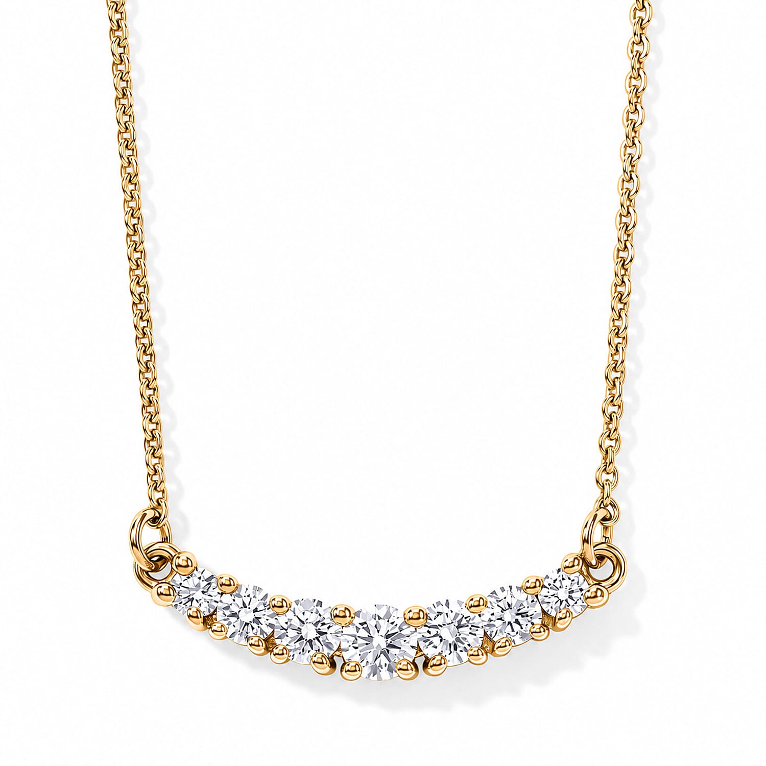 Luxuriant - Lab Grown Diamond (SI-G-H) Necklace (Size - 16) in 18K Vermeil Yellow Gold Sterling Silver 0.25 Ct.