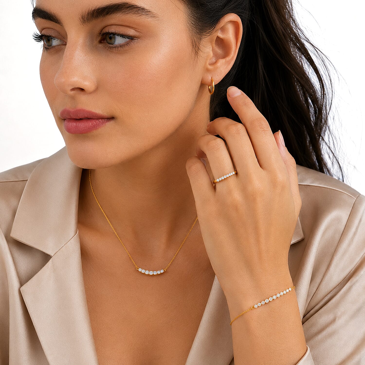 Luxuriant - Lab Grown Diamond (SI-G-H) Necklace (Size - 16) in 18K Vermeil Yellow Gold Sterling Silver 0.25 Ct.