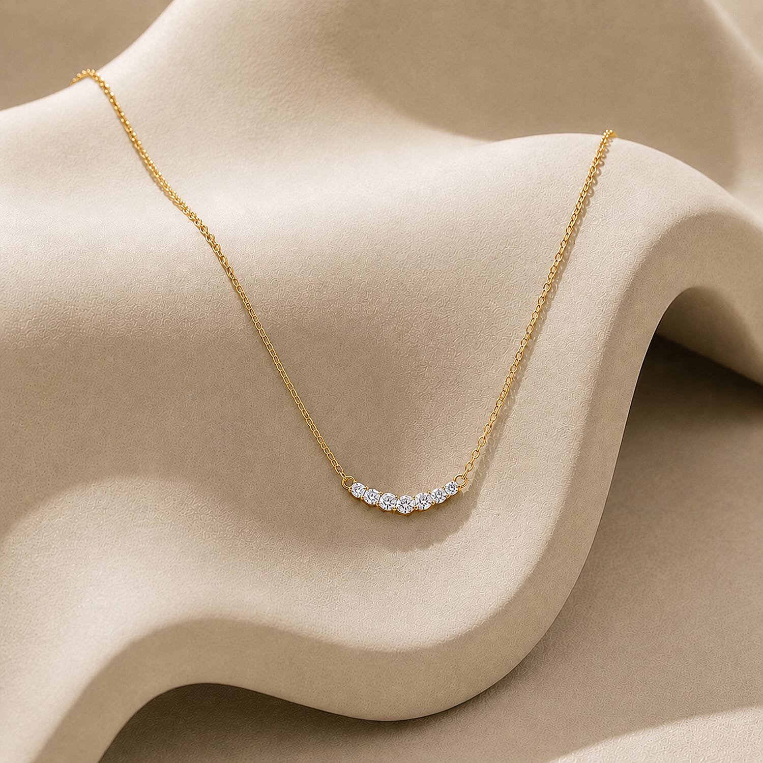 Luxuriant - Lab Grown Diamond (SI-G-H) Necklace (Size - 16) in 18K Vermeil Yellow Gold Sterling Silver 0.25 Ct.