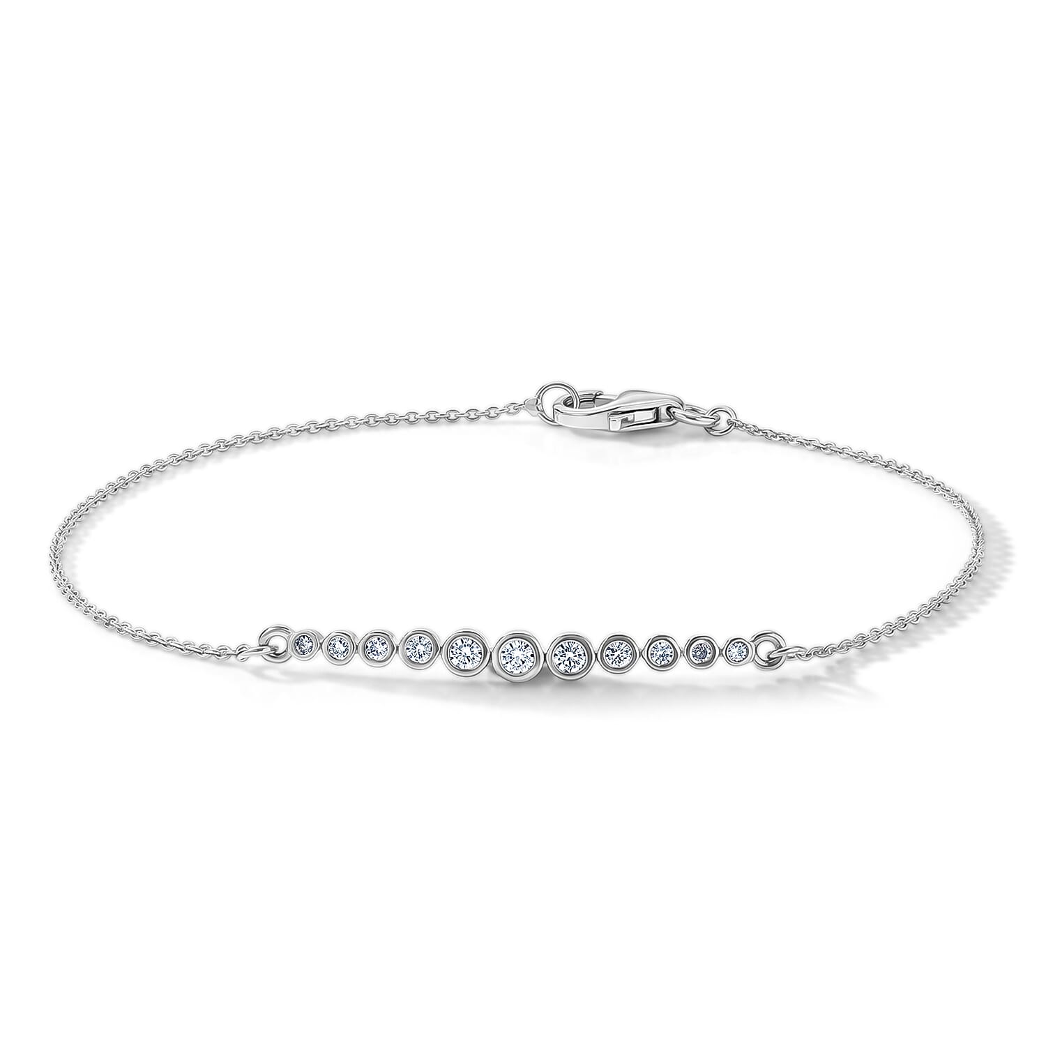 Luxuriant - Lab Grown Diamond (SI-G-H) Chain Bracelet (Size - 7.5) in Rhodium Overlay Sterling Silver 0.25 Ct.