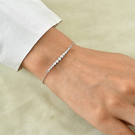 Luxuriant - Lab Grown Diamond (SI-G-H) Chain Bracelet (Size - 7.5) in Rhodium Overlay Sterling Silver 0.25 Ct.