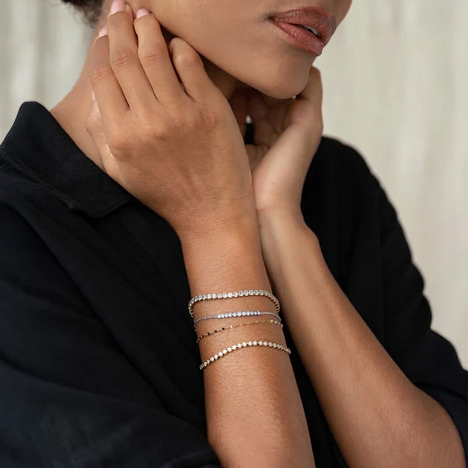 Luxuriant - Lab Grown Diamond (SI-G-H) Chain Bracelet (Size - 7.5) in Rhodium Overlay Sterling Silver 0.25 Ct.