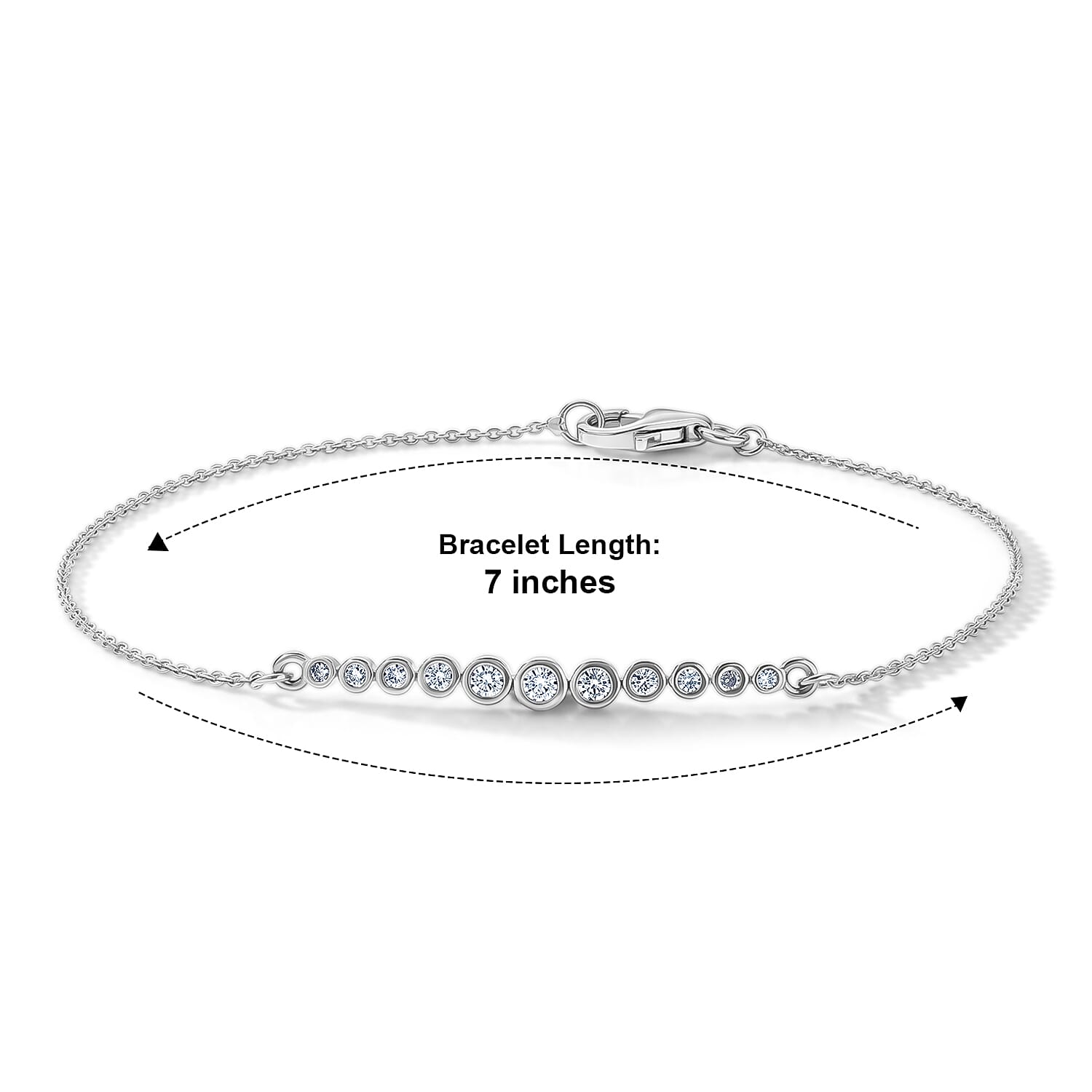 Luxuriant - Lab Grown Diamond (SI-G-H) Chain Bracelet (Size - 7.5) in Rhodium Overlay Sterling Silver 0.25 Ct.