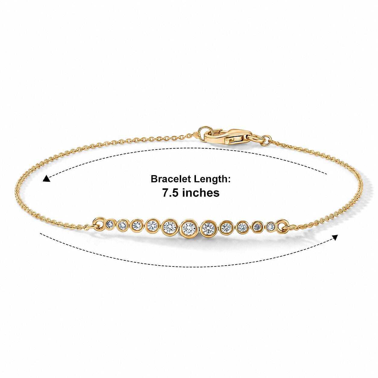 Luxuriant - Lab Grown Diamond Chain Bracelet (Size - 7.5) in 18K Vermeil Yellow Gold Plated Sterling Silver 0.25 Ct.