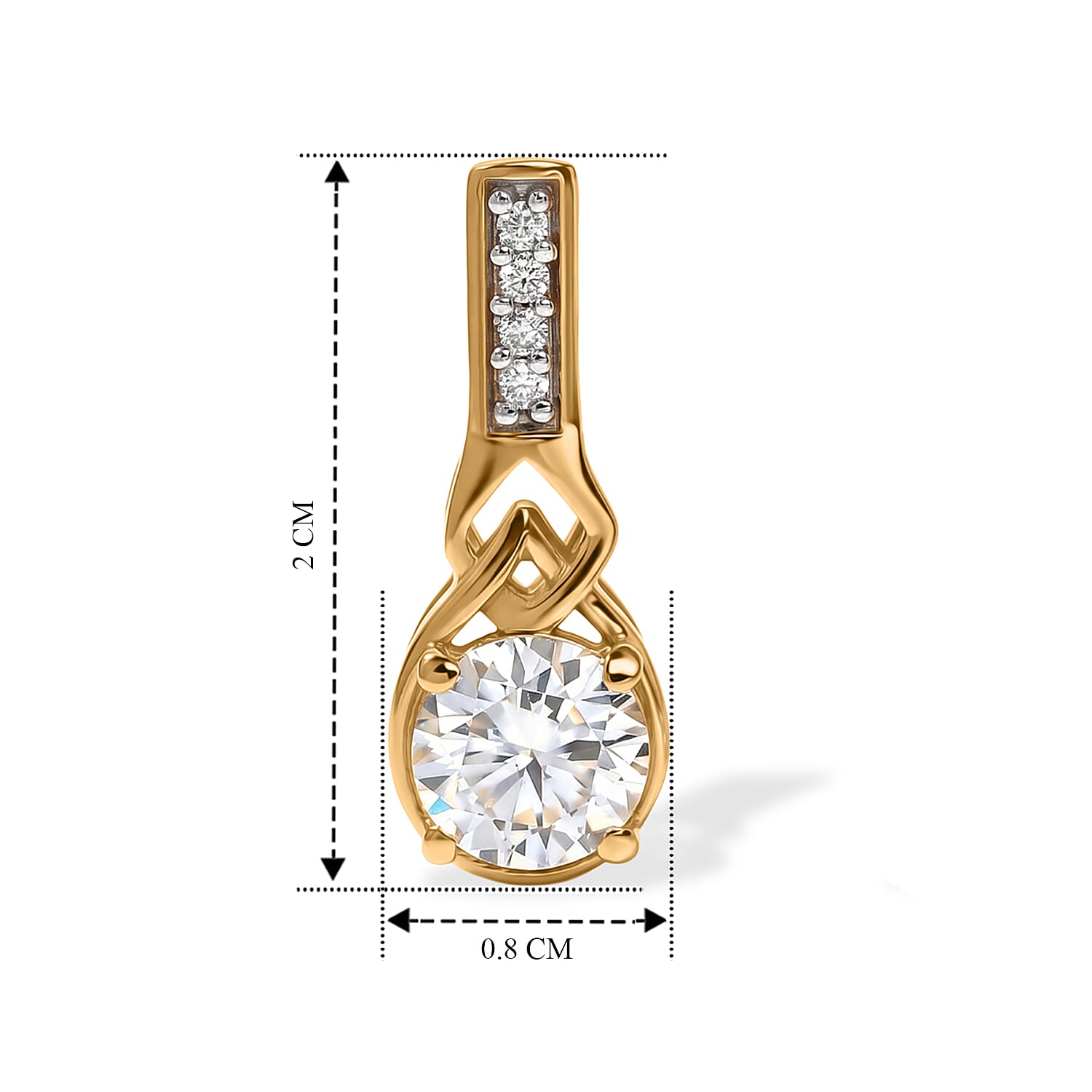 D'Joy - Moissanite Push Post Earring in Yellow Gold Plated Sterling Silver 1.67 Ct.