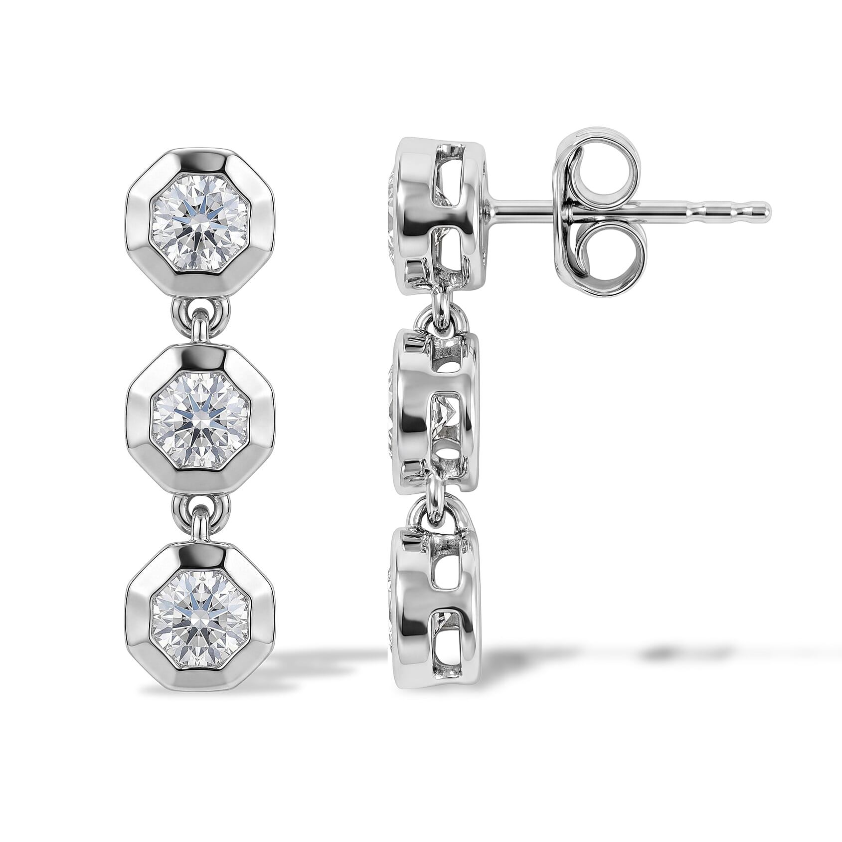D'Joy Moissanite Dangling Earring in Platinum OverlaySterling Silver  1.410  Ct.