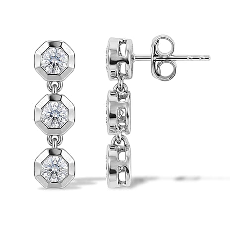 D'Joy Moissanite Dangling Earring in Platinum OverlaySterling Silver  1.410  Ct.