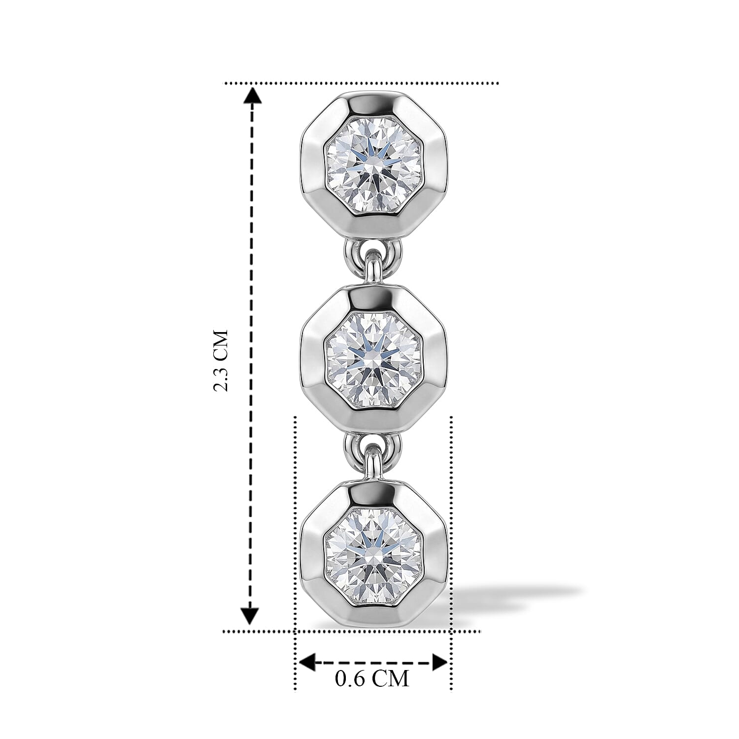 D'Joy Moissanite Dangling Earring in Platinum OverlaySterling Silver  1.410  Ct.