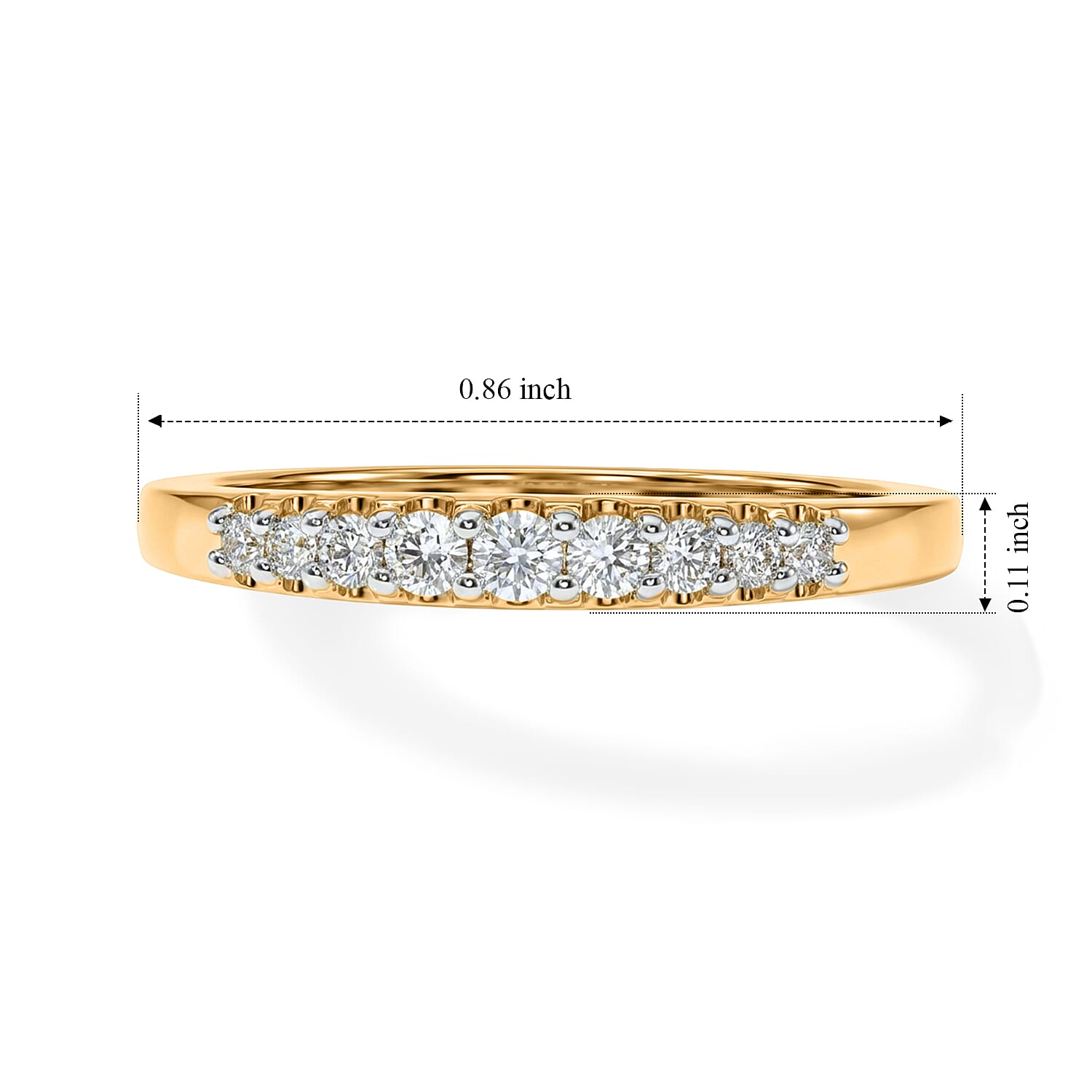 Luxuriant - Lab Grown Diamond (SI-G-H) Band Ring in 18K Vermeil Yellow Gold Plated Sterling Silver