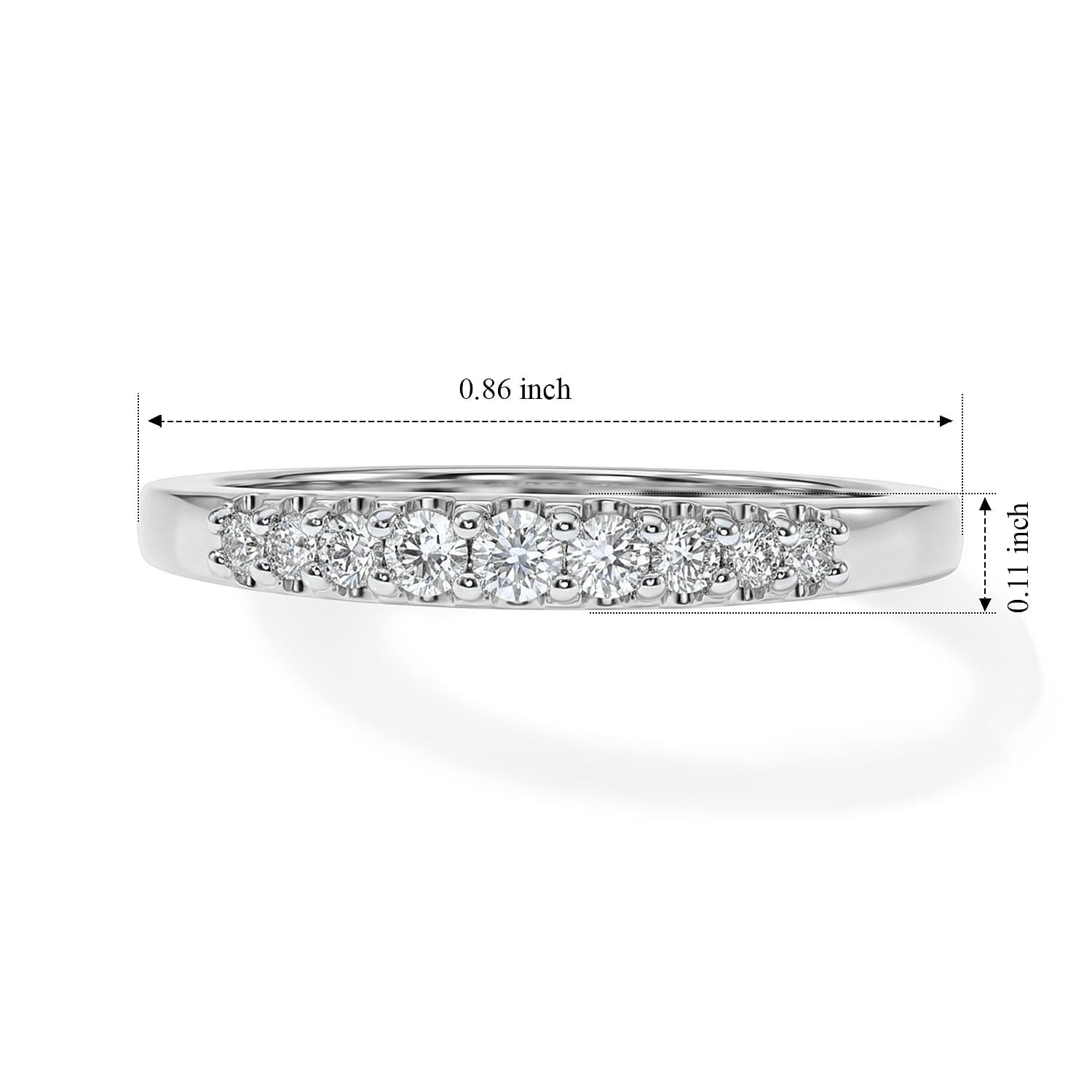 Luxuriant - Lab Grown Diamond (SI-G-H) Band Ring in Rhodium Overlay Sterling Silver