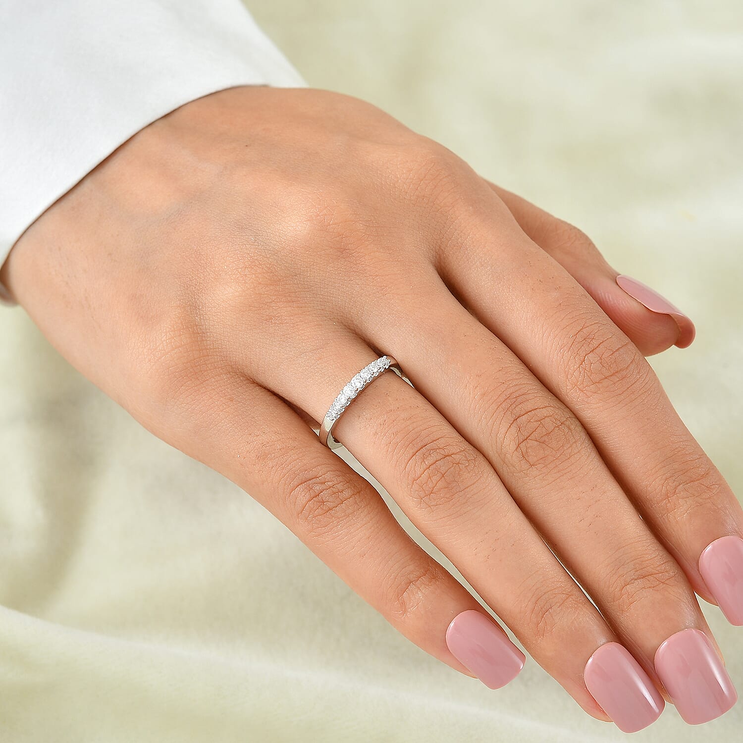 Luxuriant - Lab Grown Diamond (SI-G-H) Band Ring in Rhodium Overlay Sterling Silver
