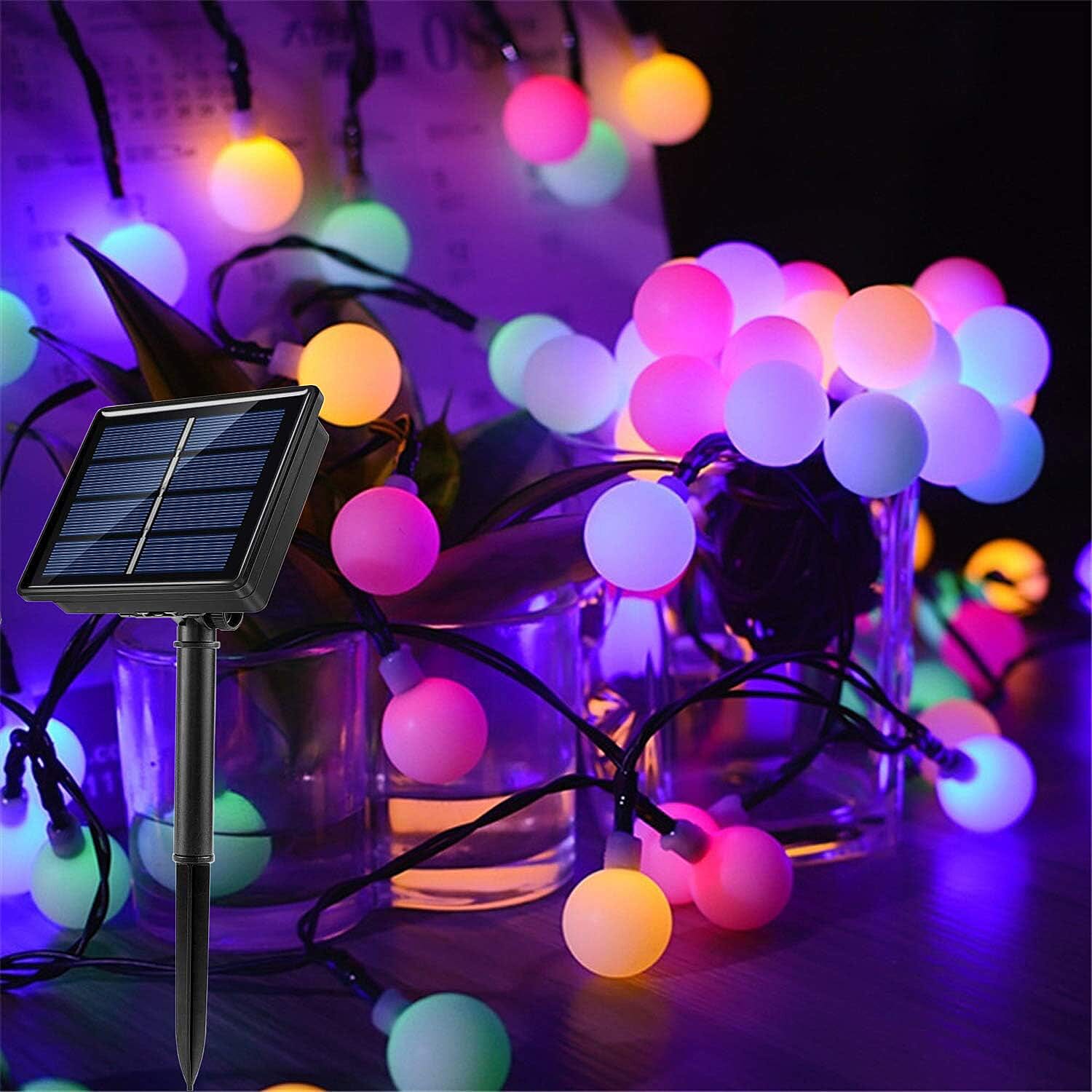 Solar LED RGB Round String Light - Multi Colour
