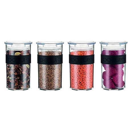 BODUM PRESSO Storage Jar Set - 4 Pcs Clear Kitchen Canisters