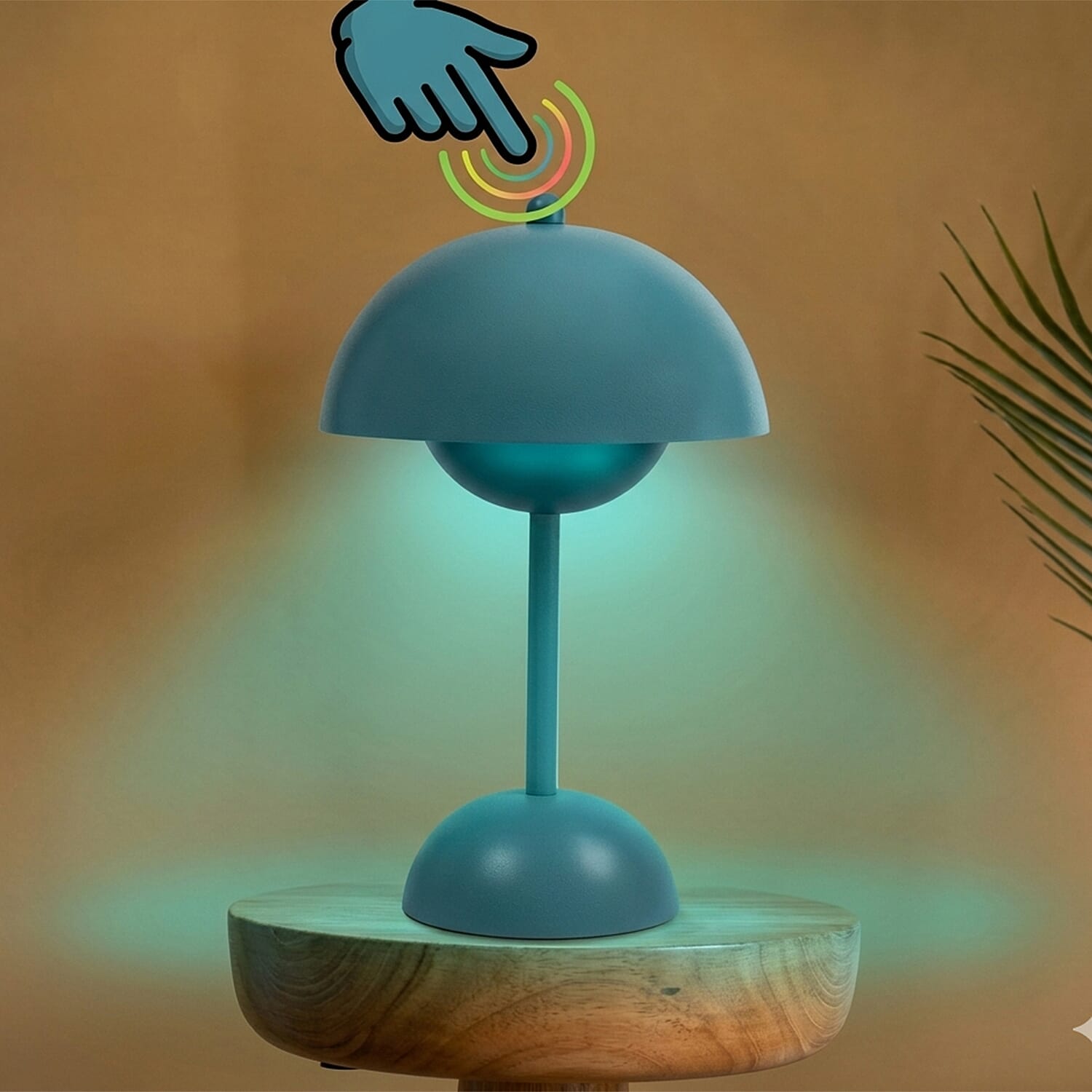 Rechargeable Cordless Portable LED Mushroom Desk Lamp & Nightlight - Sky Blue