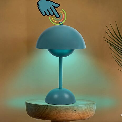 Rechargeable Cordless Portable LED Mushroom Desk Lamp & Nightlight - Sky Blue