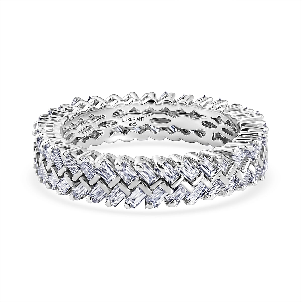 Luxuriant - Lab Grown Diamond (SI-G-H) Band Ring in Rhodium Overlay Sterling Silver 1.00 Ct.