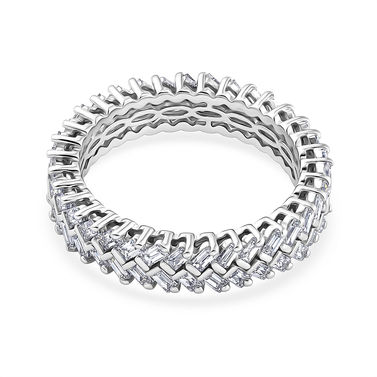 Luxuriant - Lab Grown Diamond (SI-G-H) Band Ring in Rhodium Overlay Sterling Silver 1.00 Ct.