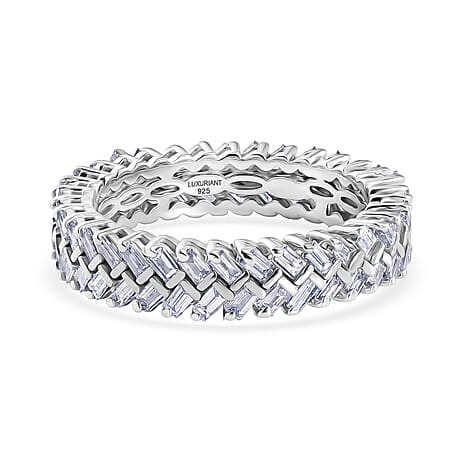 Luxuriant - Lab Grown Diamond (SI-G-H) Band Ring in Rhodium Overlay Sterling Silver 1.00 Ct.